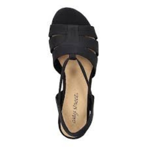 NEW EASY STREET YESENIA WOMEN'S BLACK ESPADRILLE WEDGE SANDALS 8 WW‎ - Picture 5 of 12
